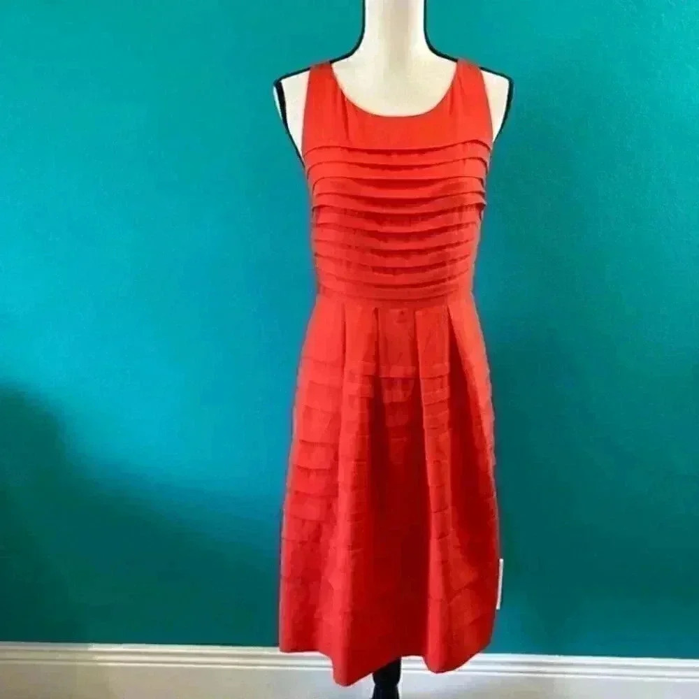 ⭐️ Anthropologie Eva Franco Pleated Tangelo cross-cross back dress in size 8